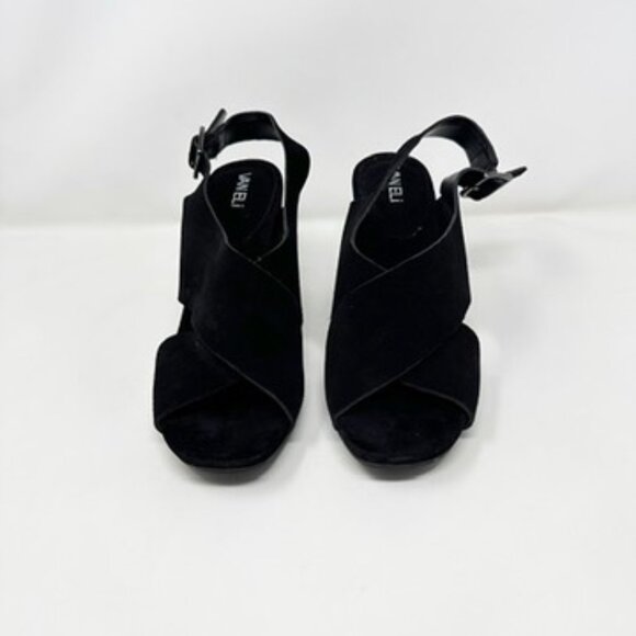 Vaneli Black Suede Cross Over Strap Heeled Sandal - Picture 1 of 4